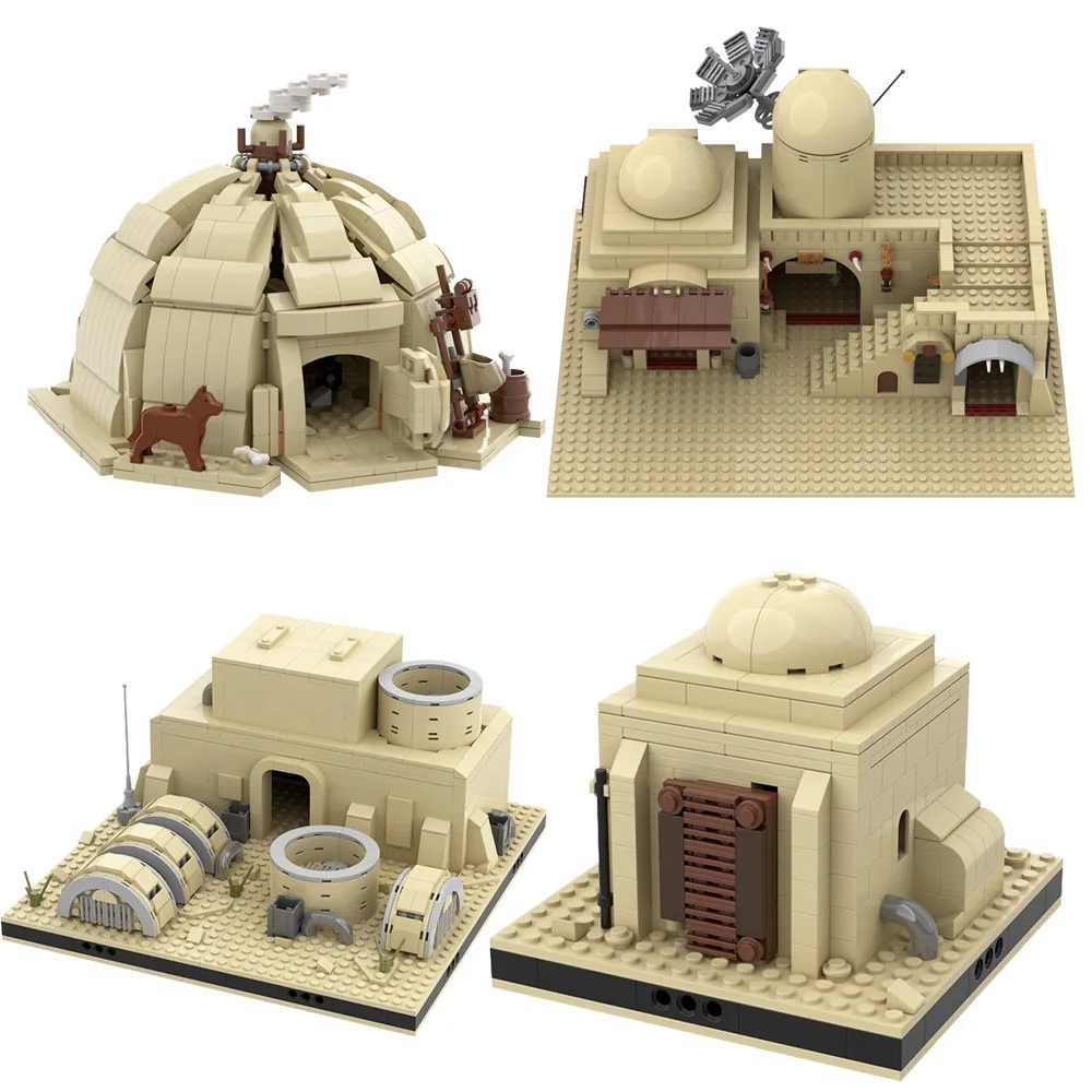 Moc Space Wars Desert Power Plant Desert Village Eisley-Cantina Slums Home Architecture Building Block For Child Gfit