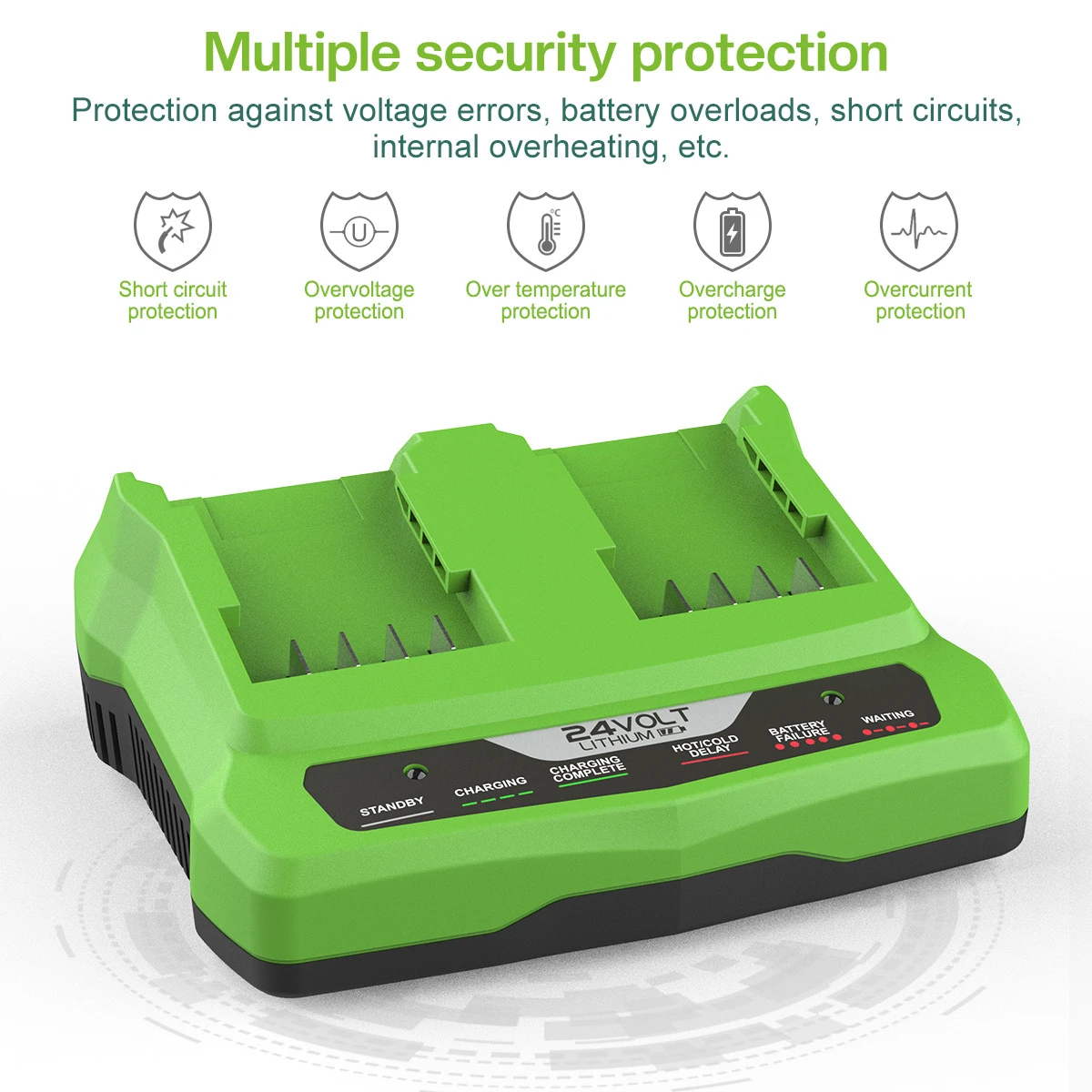 High quality New double charging port 2A Charger for Greenworks 24V Li