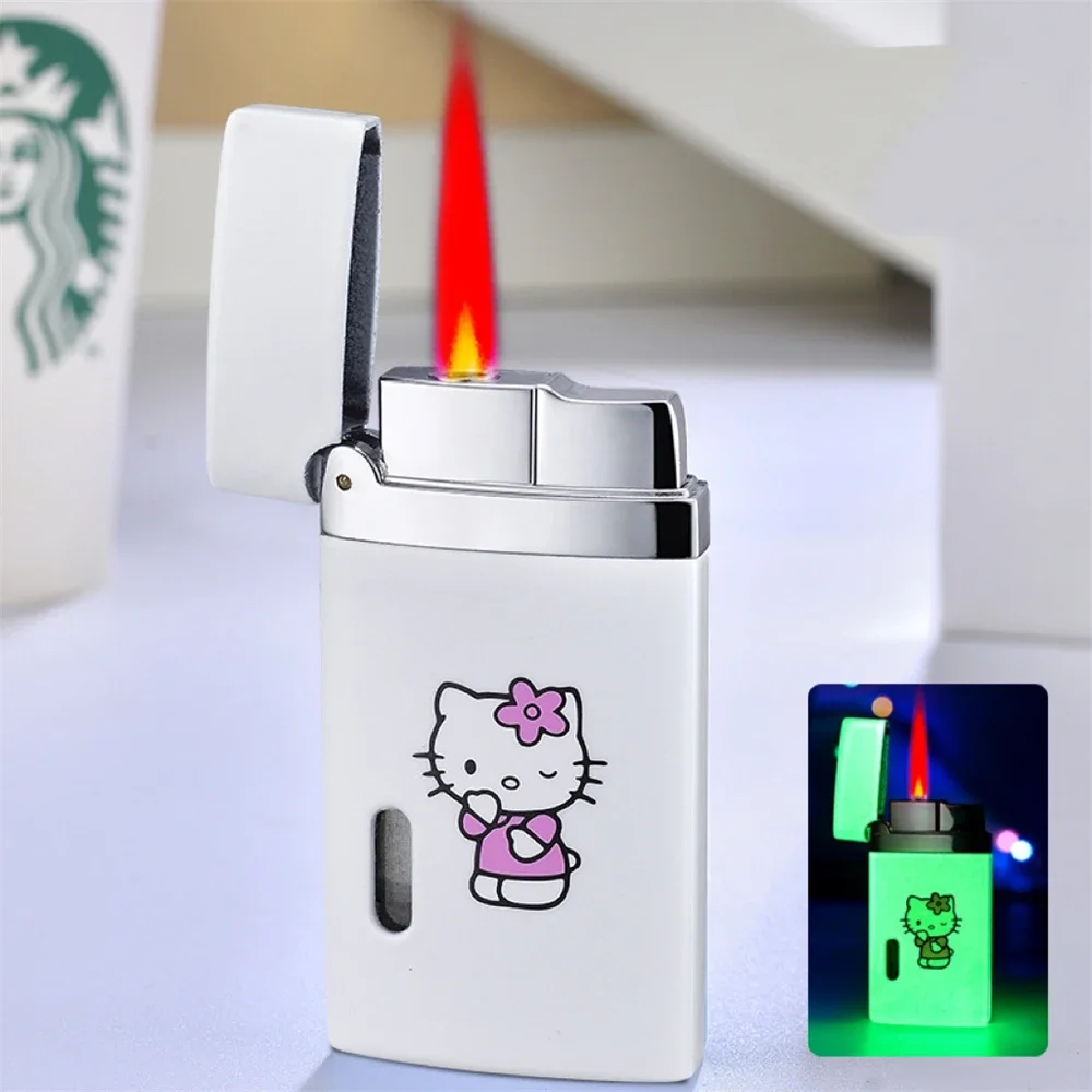 

Sanrio аниме периферийная светящаяся ветрозащитная Зажигалка Hello Kitty милый мультяшный креативный бар зажигалка подарок оптовая продажа