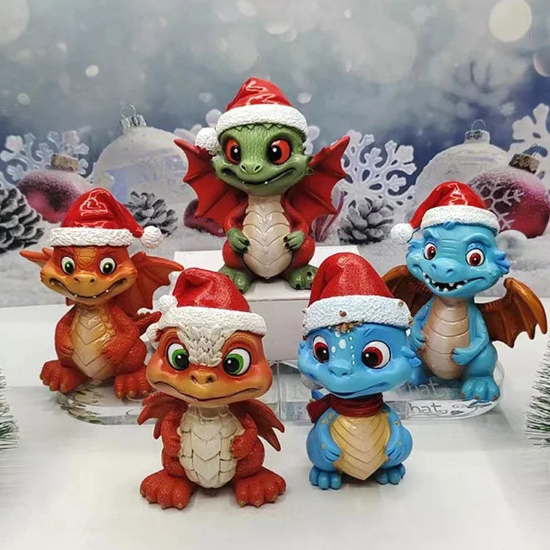 

Christmas Cartoon Cute Little Dinosaur Elf Sculpture Resin Crafts Creative Home Table Decoration Christmas Holiday Hand Gifts