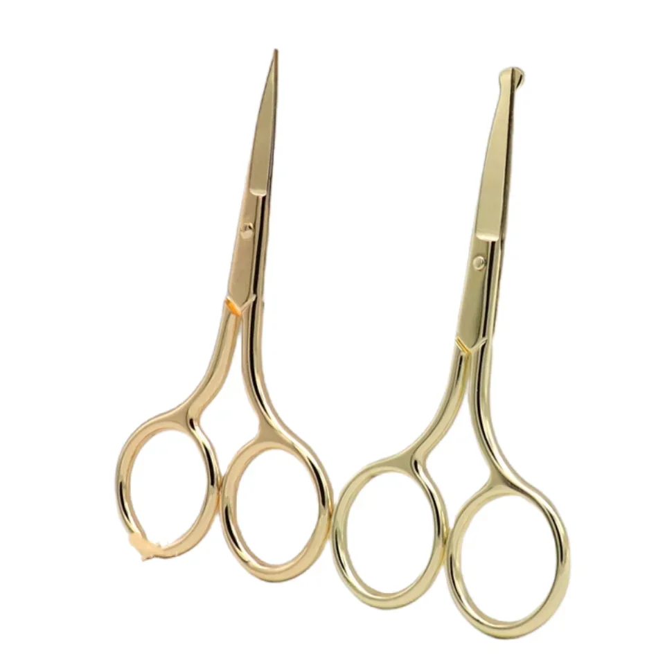 1x Gold Eyebrow Scissors Nose Hair Safe Cutting Eyelash Trimmer Facial Hair Remover Manicure Scissors Nail Cuticle Makeup Tool 5