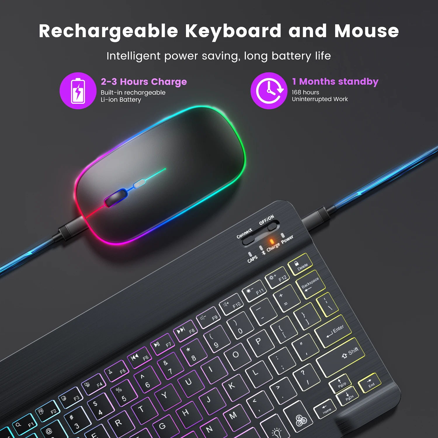 Mini Bluetooth Wireless Tablet Phone Keyboard Mouse Set