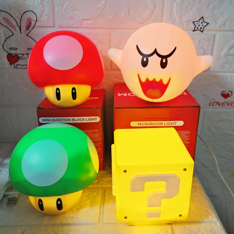 Super Mario Led Punto Interrogativo Ricarica Vocale Piccola Luce Notturna Camera Da Letto Induzione Luce Notturna Bambola Mobile Giocattolo Regalo Per