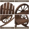 Rustic Wood Adirondack Rocking Patio Chair w/ Slatted Design, Wheel Armrests 6