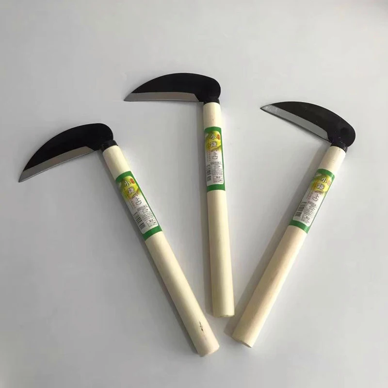 Sharp Grass Sickle Lightweight Steel Machete Knife Wooden Handle Hand Sickle Hand Scythe for Weeding Garden Pruning Tools