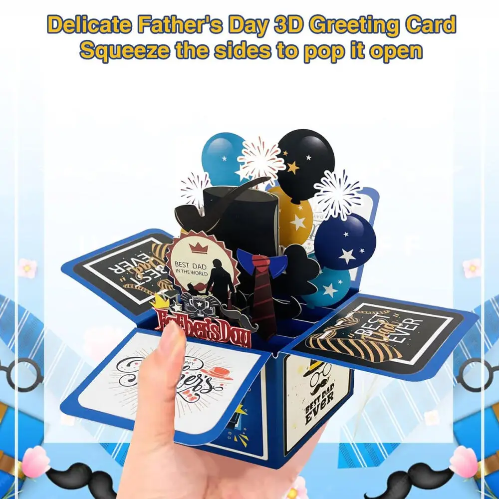 1 piece Fathers Day Card Father's Day Toolbox Pop Up Card 3d Pop Up Greeting for Father's Love Husband Brother
