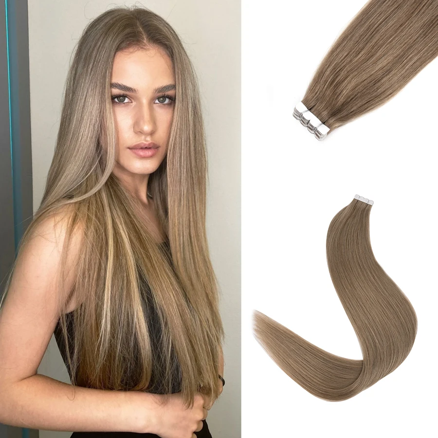 Neitsi Ombre Mini Tape In Human Hair Extensions Straight Adhesive Skin Weft 100% Natural Real Mega Hair 12