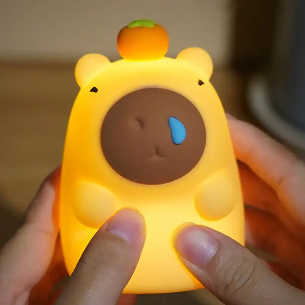 Cute Silicone Capybara Night Light Children's Nightlight Gift USB Rechargeable Animal Touch Bedside Slepp Lamp Timing Function night light