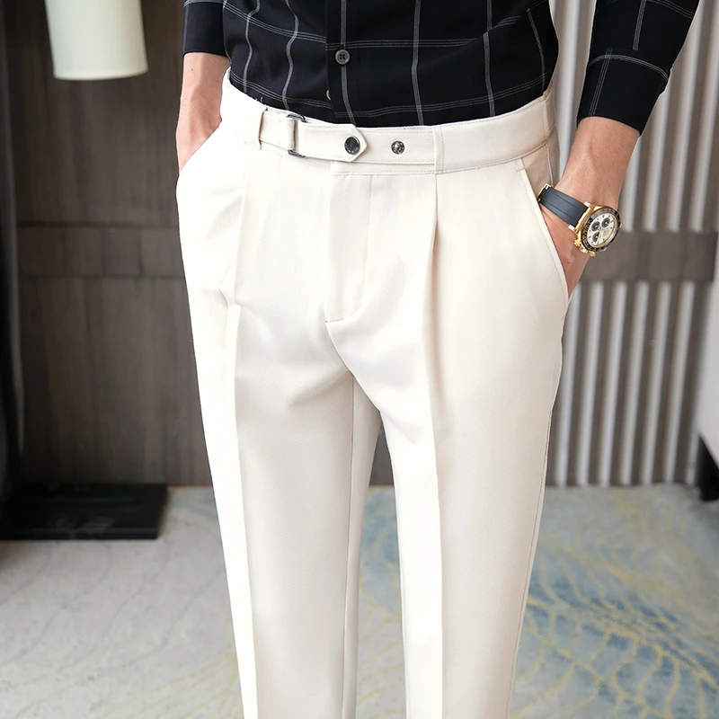 2023 Brand Clothing Men Spring High Quality Leisure Suit Trousers/Male Slim  Fit All Match Formal Wear Office Trousers Straight