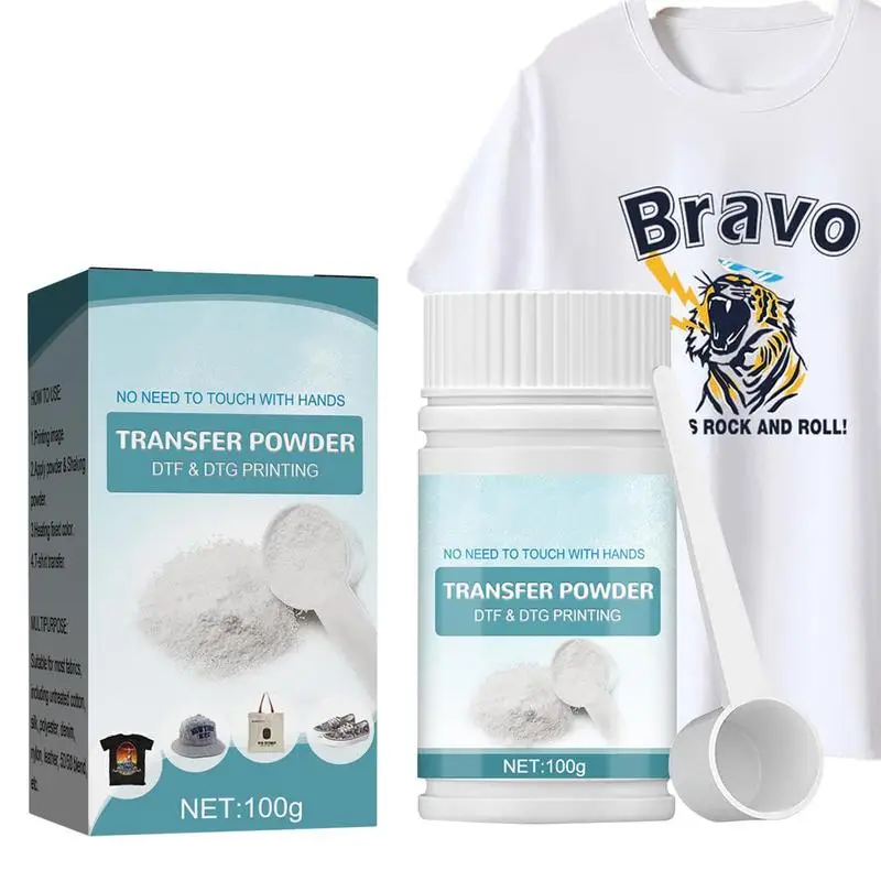 100g DTF Powder Waterproof White Digital Transfer DTG Pretreat Powder For Most Fabric DTF & DTG Hot Melt Adhesive Powders dtf powder