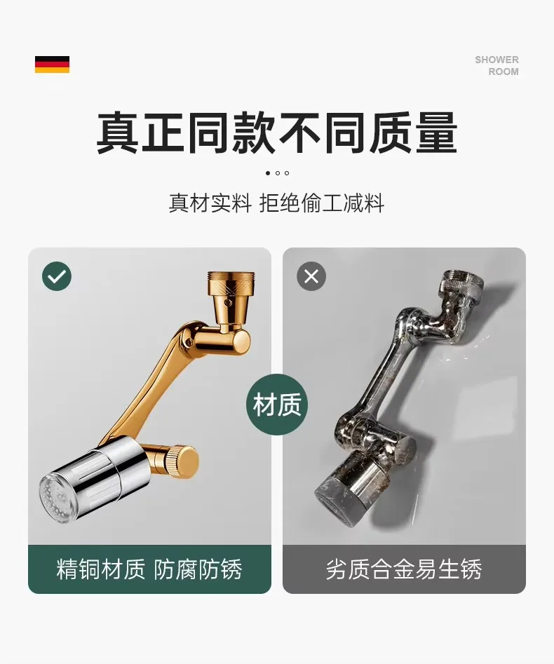 Upgraded LED Temperature Sensor Kitchen Faucet Extender Metal Bathroom Sink Sprayer 1440 Degree Rotation Tap Faucet Extension 5