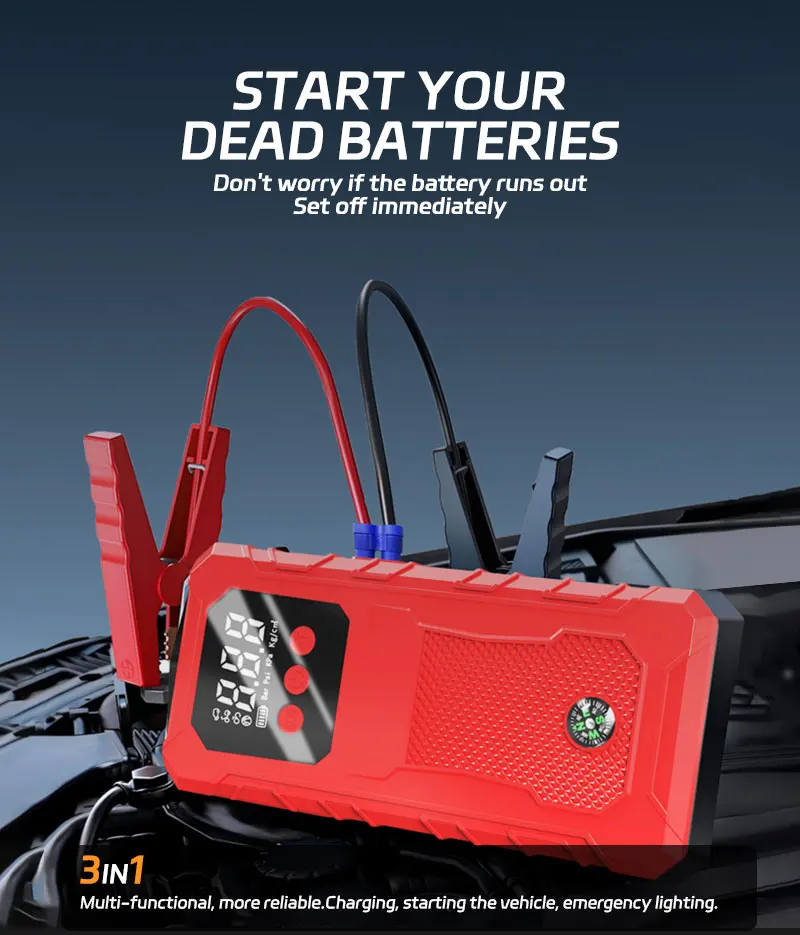 12V 6000mAh Car Emergency Jump Starter Portable Power Bank Battery Booster Large