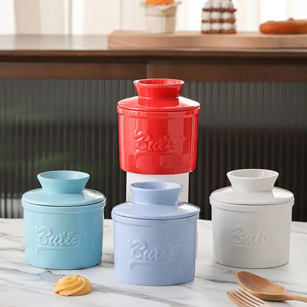 Glossy Finish Butter Bell Crock Keep Fresh with Lid Butter Keeper Handmade Thicken Ceramic Dish Spreadable