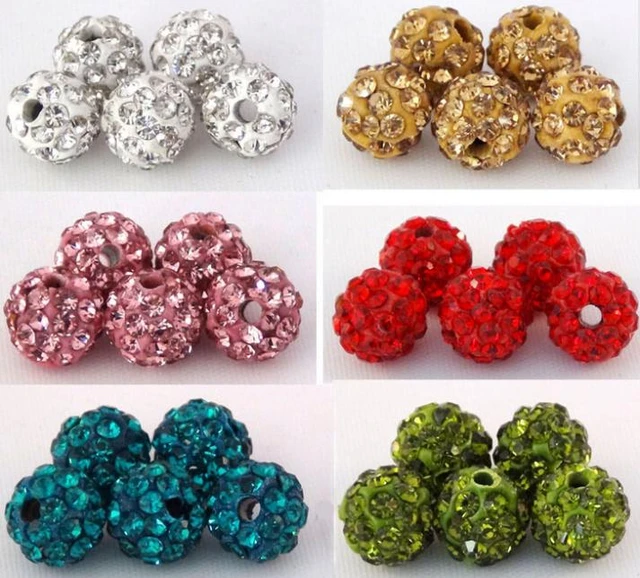 50-100pcs/lot 10mm White & Blue & Dark Blue Rhinestone Clay Disco Ball Beads, Clay Beads