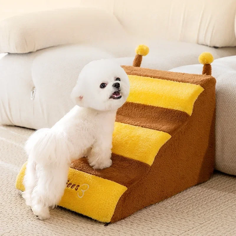 Pet Stairs for Dog Bees Cute Pets Climbing Stairs Sofa Staircase Cartoon Dog Ladder for Old Pet Supplies