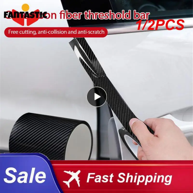 

1/2PCS Nano Carbon Fiber Car Sticker Paste Protector Strip Auto Door Sill Side Mirror Anti Scratch Waterproof
