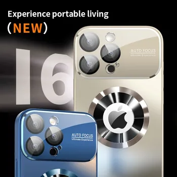 New Titanium Metallic Luxury Matte Case For iPhone 16 15 14 13 12 11 Pro Max Plus For Magsafe Glass Lens Camera Protection Cover 2