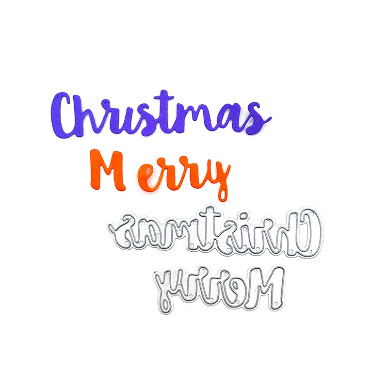 

Счастливого Рождества буквы металлические Вырубные штампы для «сделай сам» Скрапбукинг и изготовление карт Декор тиснение рукоделие высечка