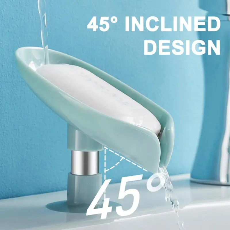 Leaf Shape Soap Dish Drain Soap Holder Bathroom Shower Soap Box sponge Storage Plate Tray Bathroom Supplies Bathroom Gadge