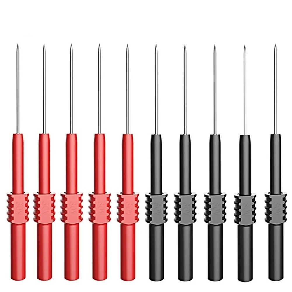 Cleqee P5009 10pcs Soft PVC Insulation Piercing Needle Non-destructive Multimeter Test Probes Red/Black