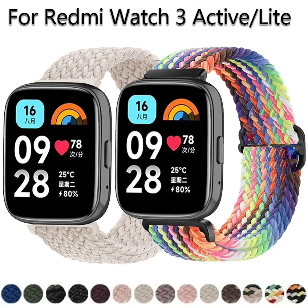샤오미 레드미 워치 3 용 나일론 스타프, 액티브 밴드, 탄성 교체 팔찌 벨트, 레드미 워치 3 라이트, 한국, 22mm 