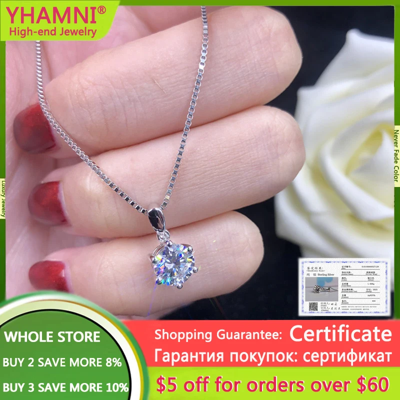1.5 Carat Lab Diamond Solitaire Pendant Necklace Tibetan Silver S925 Choker Statement Necklace Women Gift Fashion Jewelry