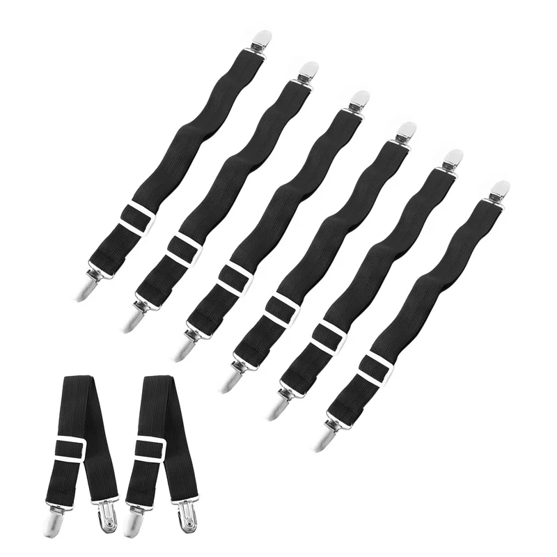 

8Pcs Sheet Straps Suspenders Band Adjustable Bed Corner Holder Elastic Fasteners Clips Grippers Mattress Pad Cover Fitted Sheet,