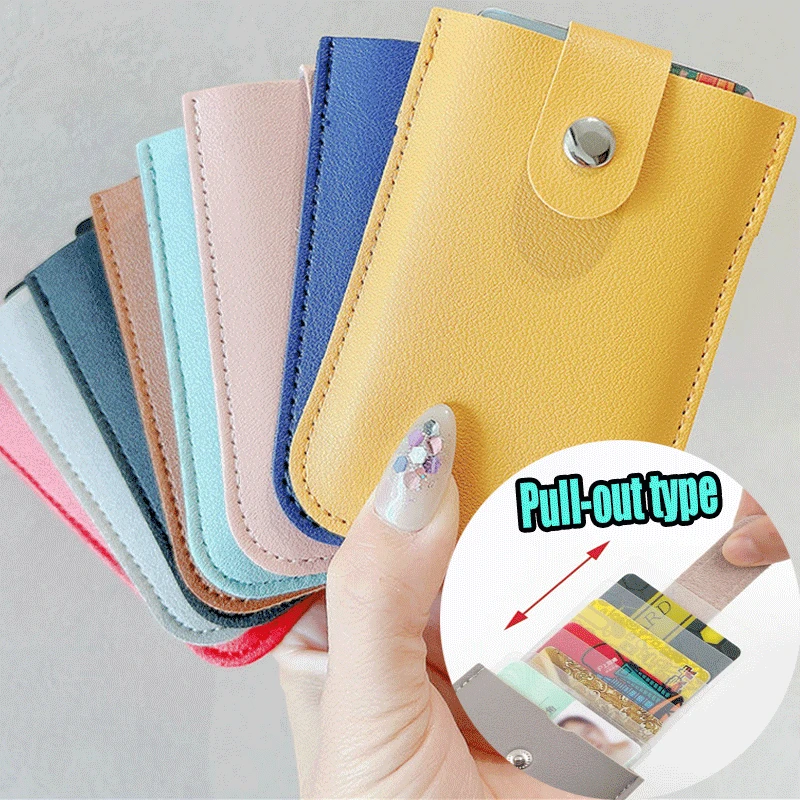 

New Pu Leather ID Card Holder Solid Color Bank Credit Card Box Multi Slot thicken Card Case Wallet Women Men Business Card Cover