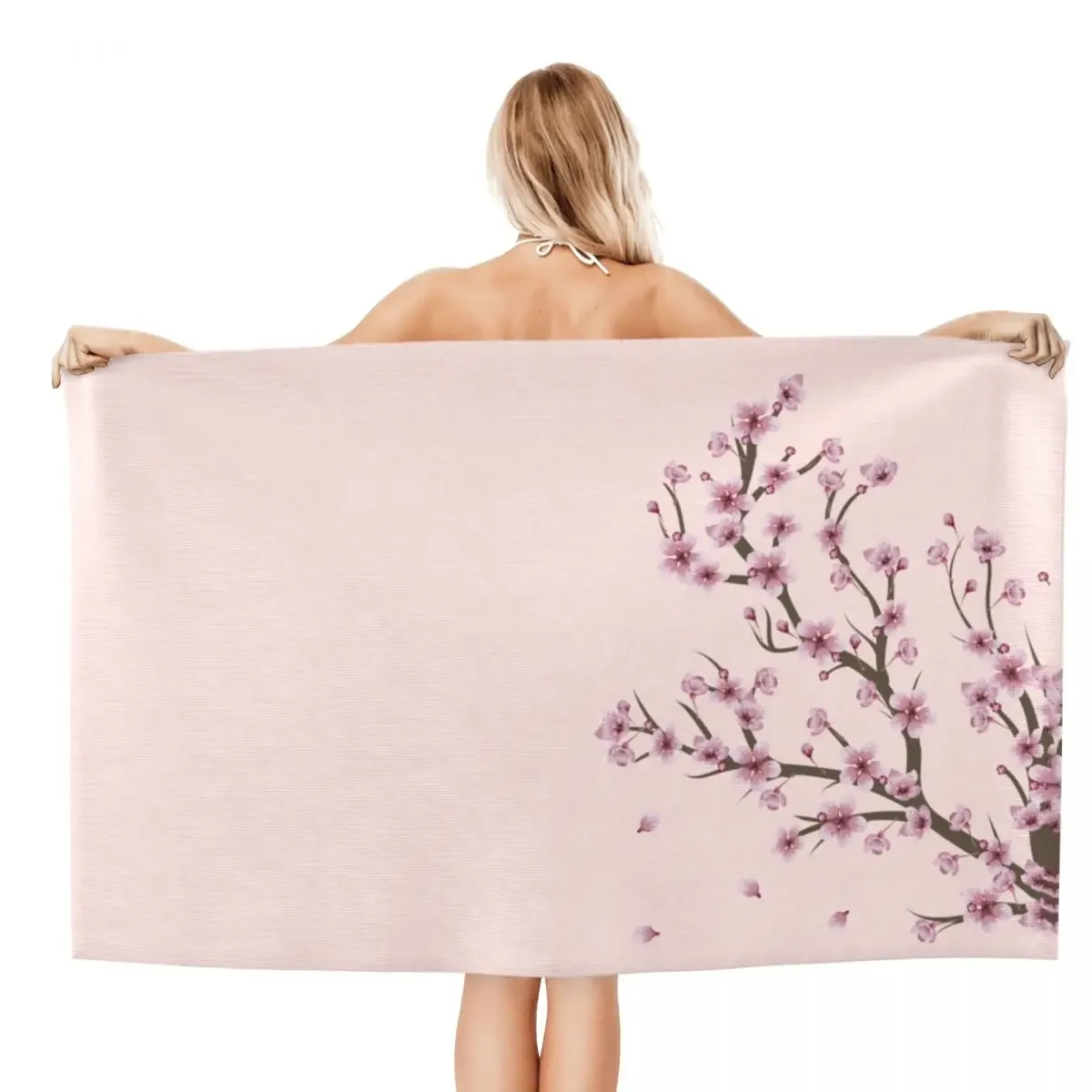 Blooming Sakura Quick Drying Microfiber Beach Bath Towel Soft Linen Japanese Floral Cherry Blossom Pool Bathroom Towels