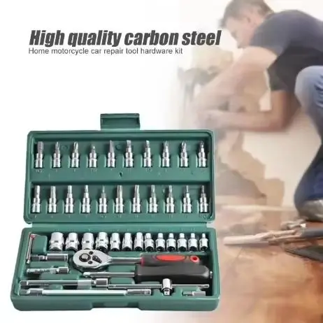 مجموعة أدوات إصلاح السيارات المكونة من 46 قطعة، مق...