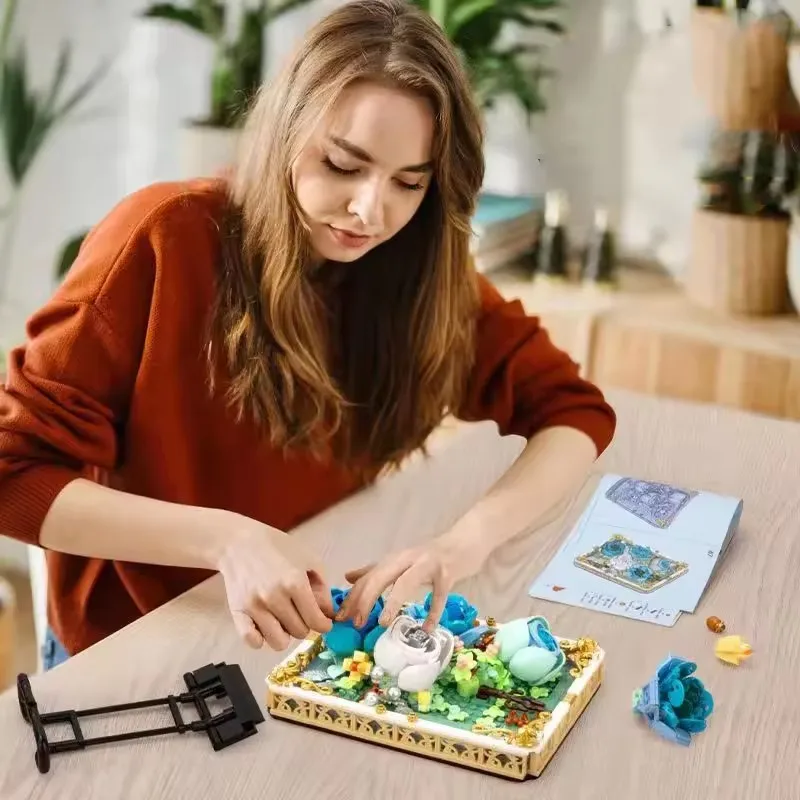 MOC Creative Expert Ideas City Midsummer Voyages DIY Painting Building Blocks Preserved Flowers Plants Christmas Gifts Children