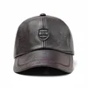 2024 New Style Men Cowhide Hat Winter Warm Outdoor Protect Ear Real Leather Adjustable Baseball Cap Men Real Cowhide Leather Cap 1