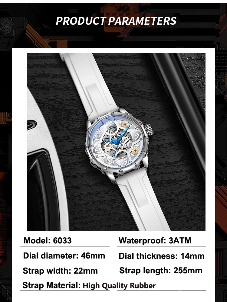 Meeste luksuslikud helendavad mehaanilised randmekellad, automaatne veekindel kell meestele_voghion.com