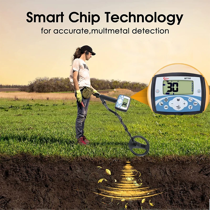 MT705 Professional Underground Metal Detector Waterproof Search Coil High Sensitivity Metal Detecting Tool Treasure Pinpointer