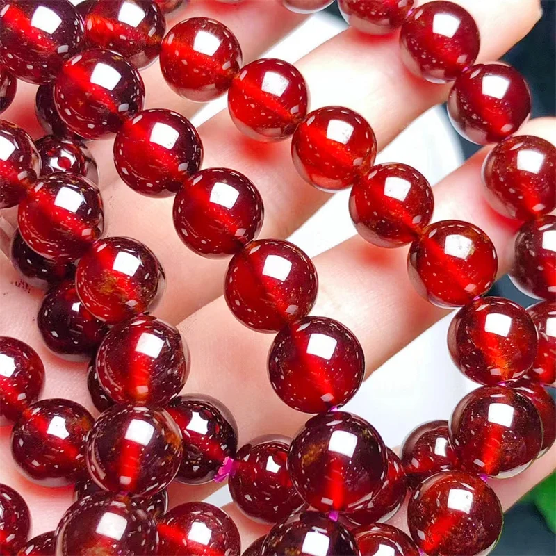 

Natural Red Garnet Bracelet Crystal Bracelets Round Bead Stretch Healing Gemstone Birthday Present 1PCS 9/10mm