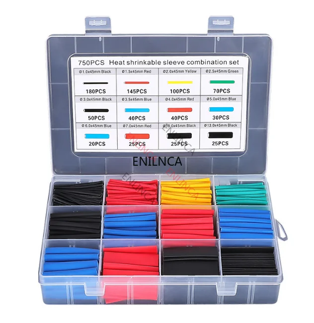 127-750pcs Heat-shrink Tubing Thermoresistant Tube Heat Shrink Wrapping Kit Electrical Connection Wire Cable Insulation Sleeving heat shrink tubing