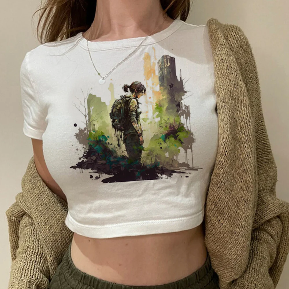 

the last of us vintage trashy crop top Female manga streetwear hippie Harajuku tshirt cropped
