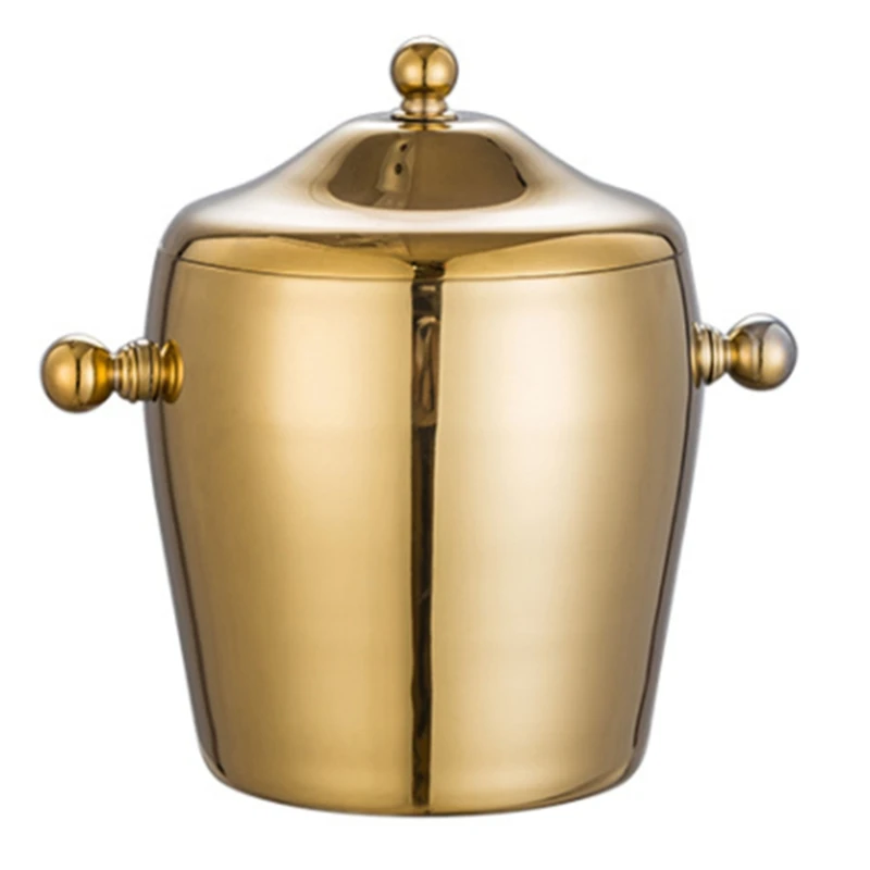 

KTV Bar Utensils Ice Bucket, Creative Double Layers Stainless Steel Ice Bucket,Champagne Bucket, Wine Beer Ice Bucket