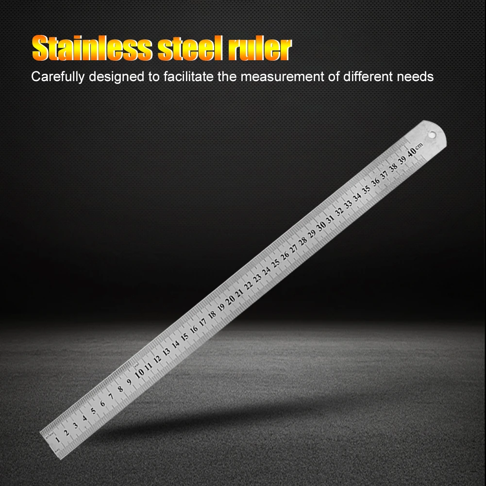 Stainless Steel Ruler 15-50cm Double Side Metal Straight Ruler for Office Home School Precision Measuring Drawing Tool Supplies