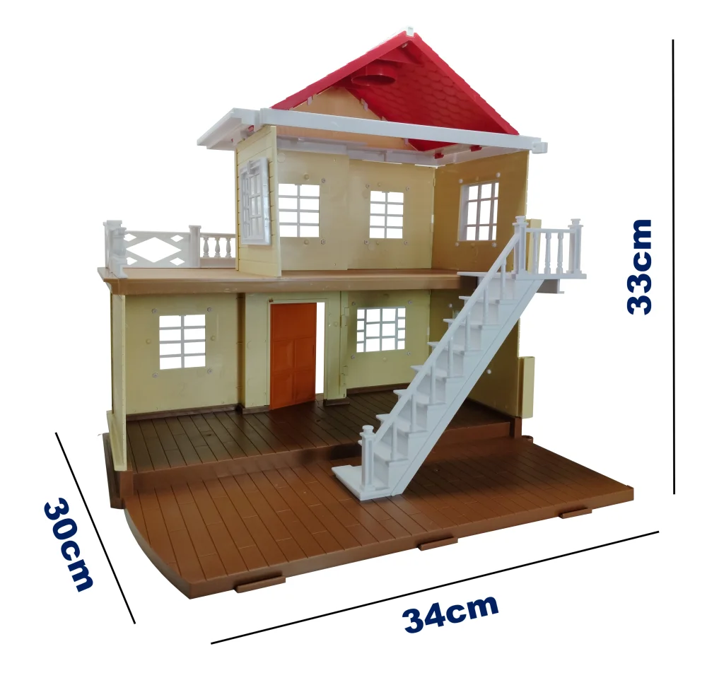 Toys For Kids Forest Family Two-story Dollhouse With Stair kitchen bathroom Miniaturas Accessories Furniture Animal Bunny Dolls 2