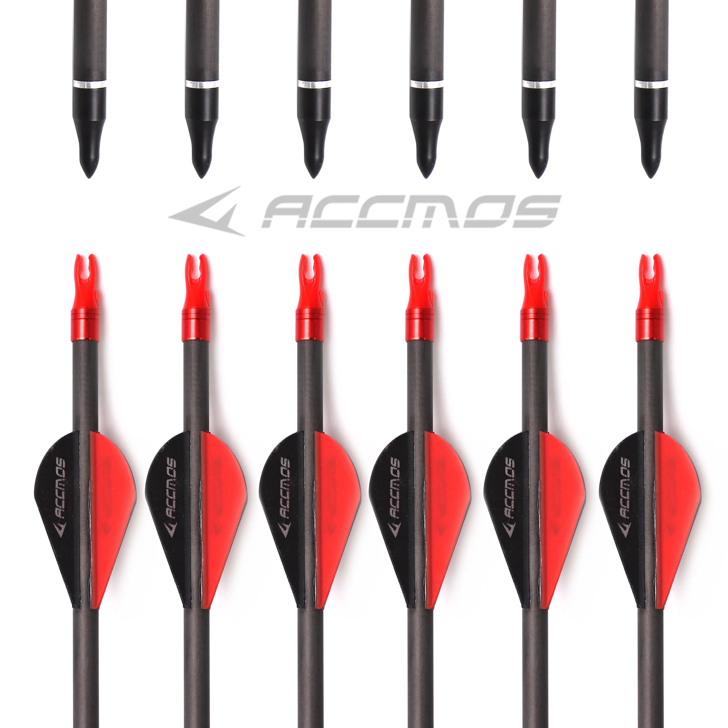 6/12pcs Pure Carbon Arrow ID 6.2mm Shaft 32in Spine 250 300 350 400 500 600 700 800 For Bow Archery Hunting Shooting Training