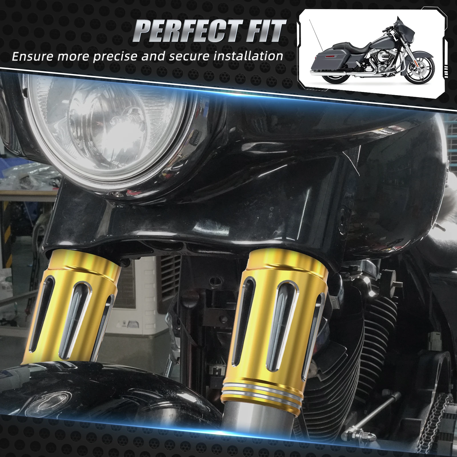 Für Harley Street Glide FLHX 2014–2024 Vorderradgabelschutzabdeckung Road King FLHR Road Glide Special FLTRXS Ultra Limited FLHTK – Detail 9