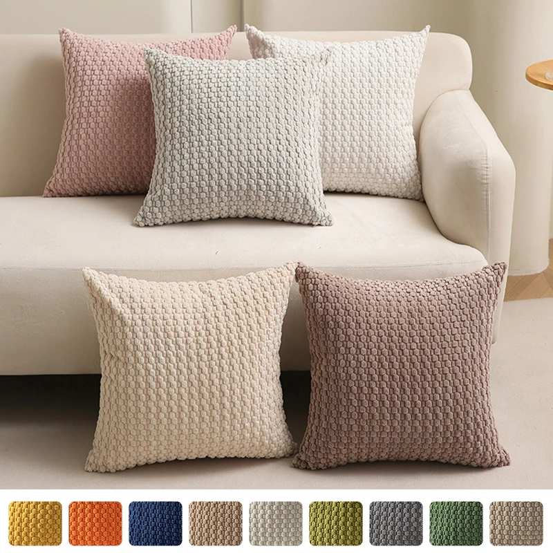 1PC Soft Corduroy Boho Striped Decorative Throw Pillow Cover