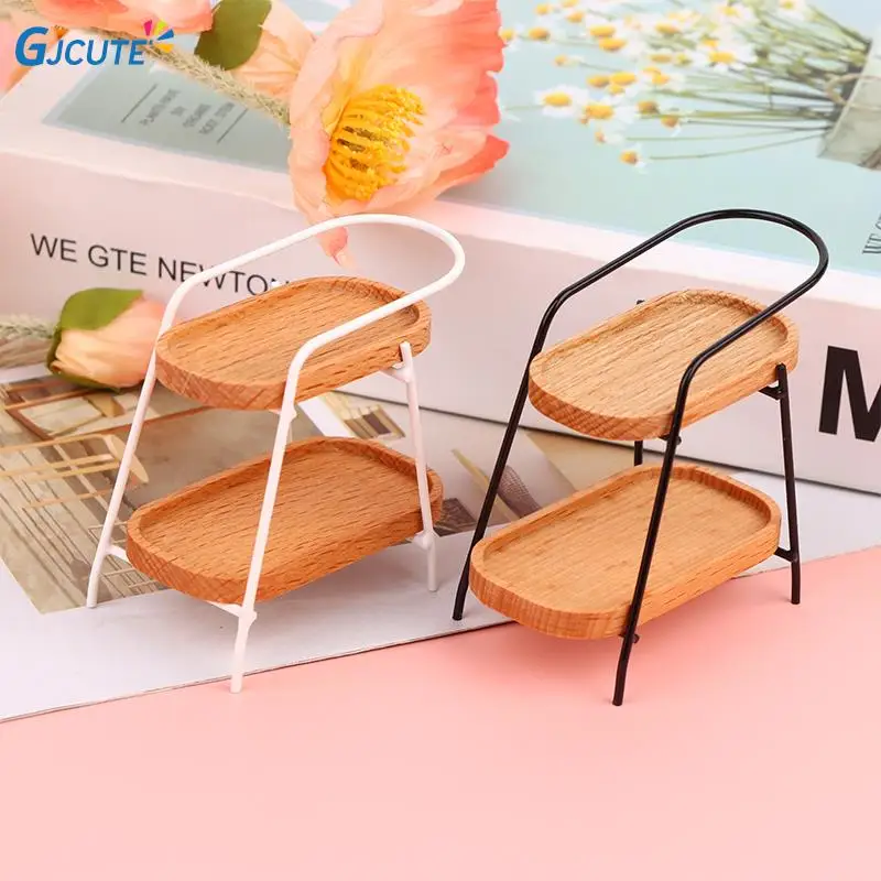 

1pc Miniature Coffee Table Side Table Trolley Storage Rack Model Kids Pretend Play Toy 1:6 1:12 Dollhouse Furniture Accessories