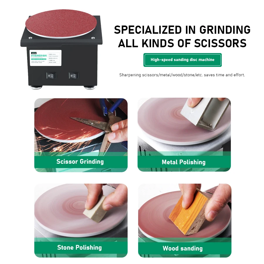Electric Belt Sander Mini Benchtop Grinding Polishing Machine High Speed Sanding Disc Machine Knife Sharpener Blade Opener