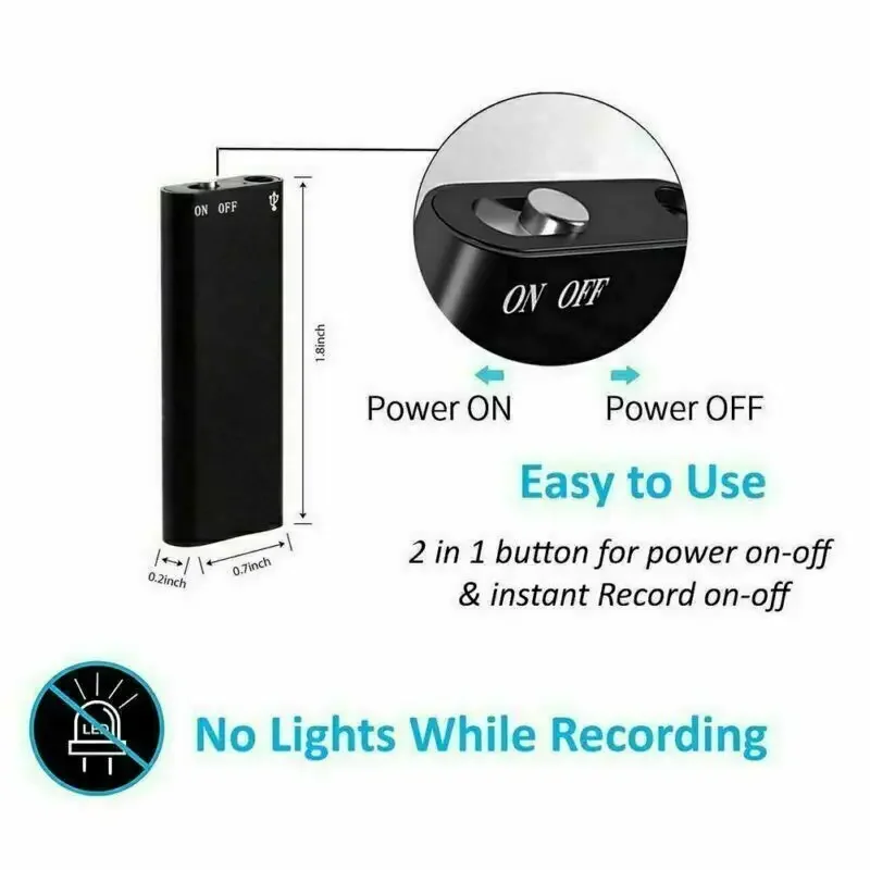HD Digital Voice Recorder Mini Professional Dictaphone Ultra-Thin Safety Encrypt