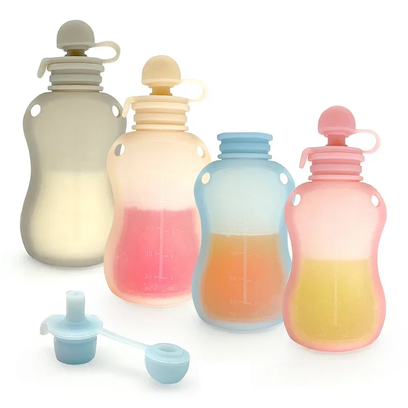 Reusable Silicone Breast Milk Storage Bag Leak-proof Suckable Juice BPA Free for Baby Feeding Food Storage Breastfeeding Partner breast milk storage bag