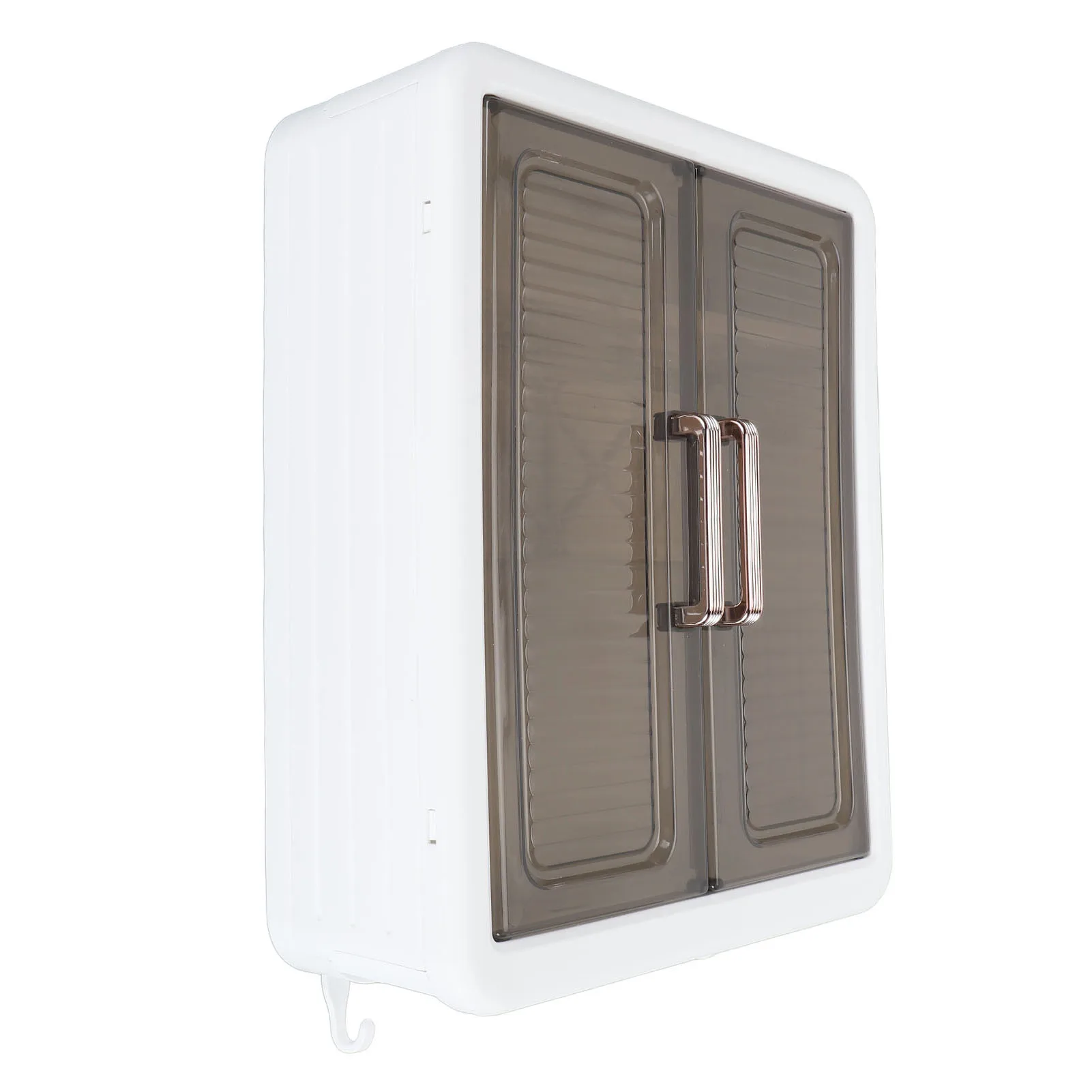 Bathroom Cabinet Wall Mounted Dustproof Double Door PP Cosmetics Wall Storage Cabinet Space Saving Multifunctional for Bedroom 2