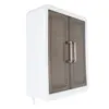 Bathroom Cabinet Wall Mounted Dustproof Double Door PP Cosmetics Wall Storage Cabinet Space Saving Multifunctional for Bedroom 2