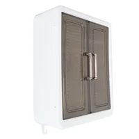 Bathroom Cabinet Wall Mounted Dustproof Double Door PP Cosmetics Wall Storage Cabinet Space Saving Multifunctional for Bedroom 2